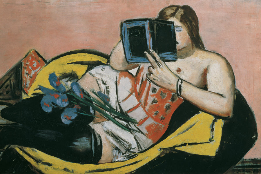 Abstract painting of woman reading