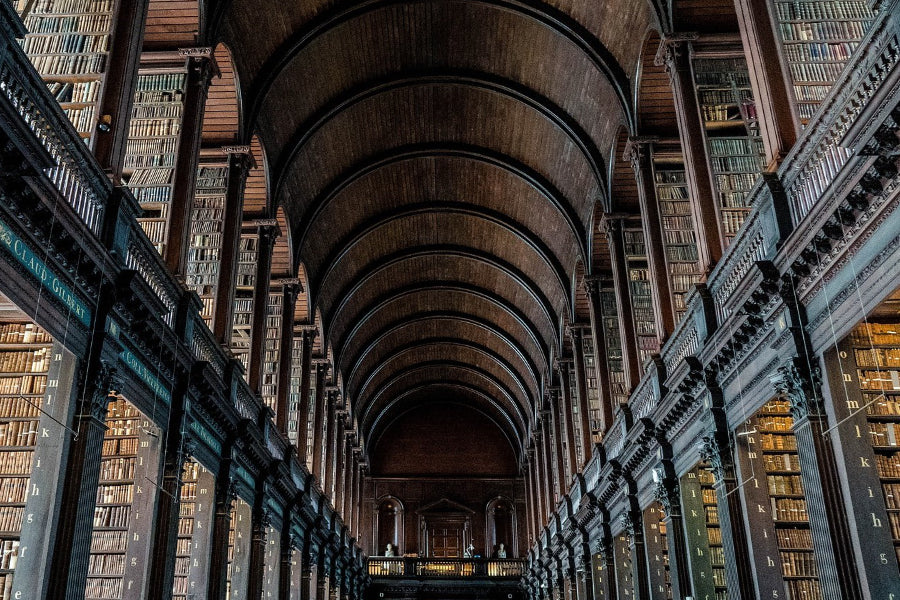 Ancient library with wooden ceiling